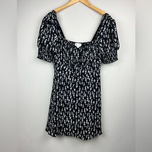 Jun & Ivy Elegant Black and White Floral‎ Mini Dress